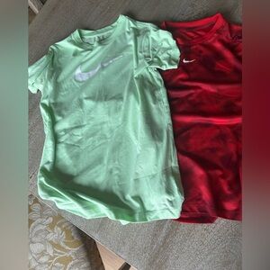 Nike Boys Youth Large Dri-FIT T-Shirts Lot (2) – Red & Green